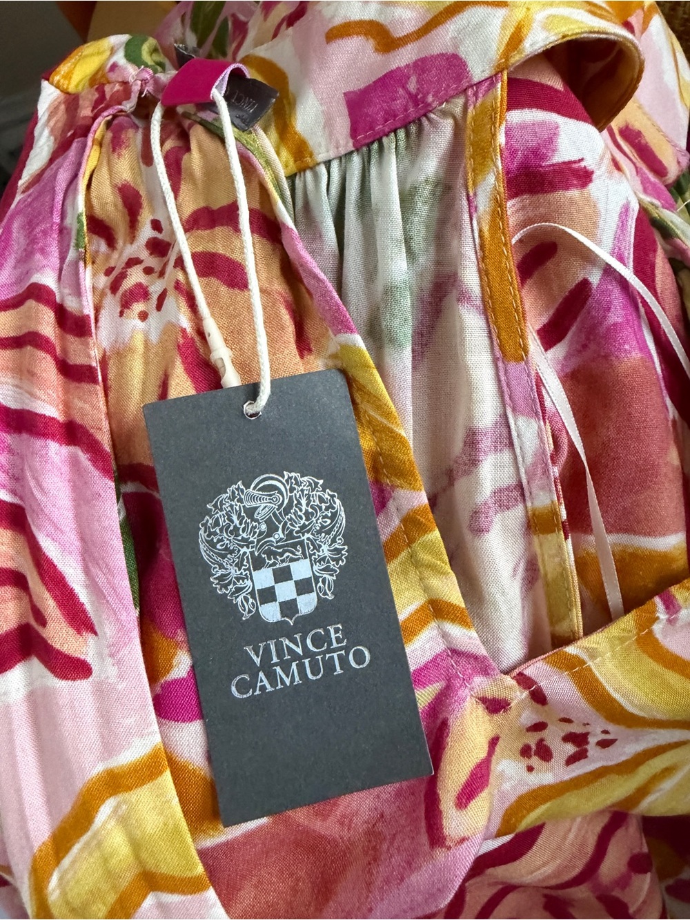 Vince Camuto Floral Challis Maxi Wedding Guest Flowy Dress Halter Tie XS - Picture 10 of 11